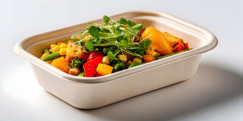 Fresh vegetable salad in eco friendly container with vibrant colors and healthy ingredients