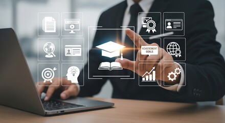 Futuristic Education and Business Training Interface with Digital Icons