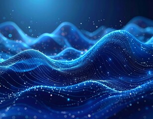 Abstract digital landscape of interconnected points and lines