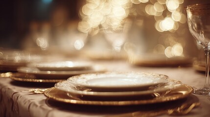 Chef-prepared dishes elegantly arranged for a banquet, highlighted with soft warm light.
