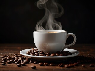 cup of coffee with beans