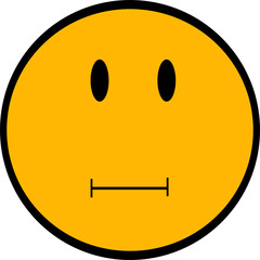 Fototapeta premium Yellow smiley face with neutral expression isolated on transparent background