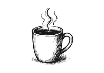 Black coffee hand drawn sketch vector illustration