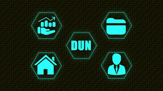 DUN Futuristic Business  Animation on Digital Green Background Digital Coaching and Skill Development Interface for Corporate Training and Personal Growth, 4k video, animation