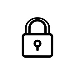 Illustration of a simple black padlock with a keyhole on a white background security concept design