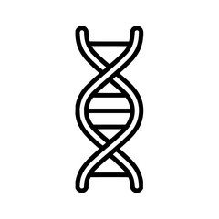 Isolated black outline of a dna double helix structure with horizontal lines on a white background view