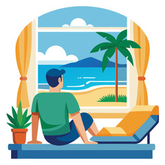 young man relaxing on the beach