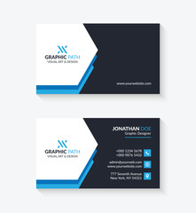 Corporate business card print template. Personal visiting card with company logo. Clean flat stationery design.