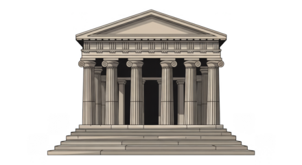 Ancient temple with grand columns  steps