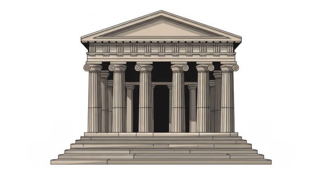 Ancient temple with grand columns  steps