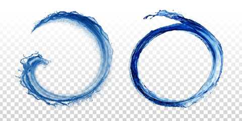 Vector set of water ring frames isolated on transparent background.
