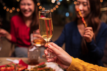 couple celebrating with champagne