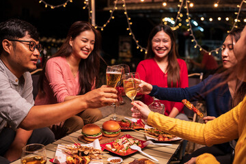 group of friends at the party