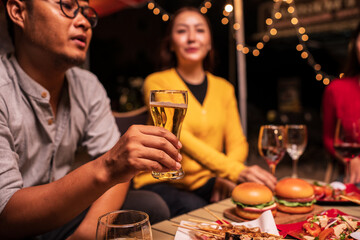 couple celebrating with champagne