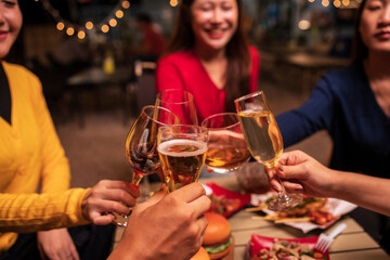 Celebrate whisky at an intimate party at a camping restaurant. A group celebration.	