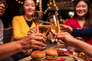 Celebrate whisky at an intimate party at a camping restaurant. A group celebration.