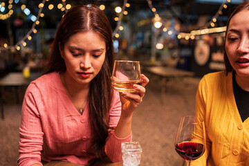 Celebrate whisky at an intimate party at a camping restaurant. A group celebration.