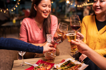 young couple celebrating with champagne