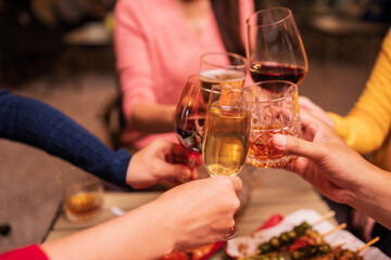 Celebrate with a toast in a restaurant
