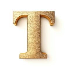 Golden alphabet T letter text white background symbol.