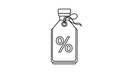Simple line art of a bottle with a discount tag