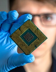 Person holding a computer chip