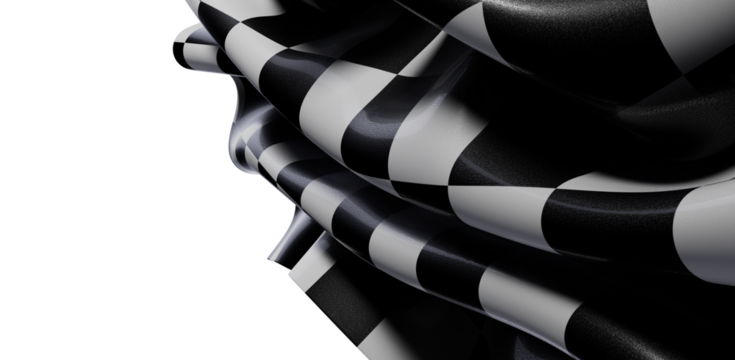 High-resolution image of a dramatic, flowing checkered flag. Perfect for sports, racing, and competition themes.