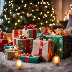 Cadeaux de no&euml;l au pied du sapin.