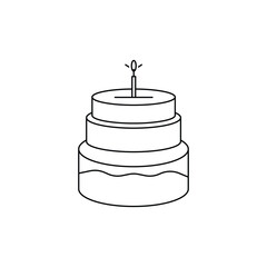 Birthday and wedding cake outline bakery icon isolated on white background