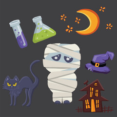 Hallowen horror flat isolated vector