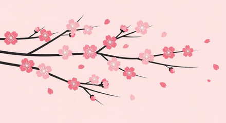 A delicate branch adorned with pink cherry blossoms, creating a beautiful and serene floral pattern