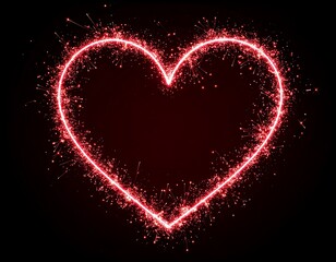 Sparkling red heart on black