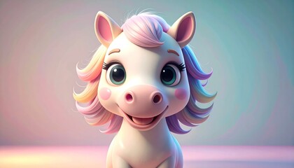Adorable cartoon horse portrait