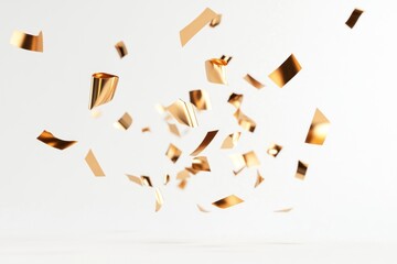 Gold confetti floating pieces gold.