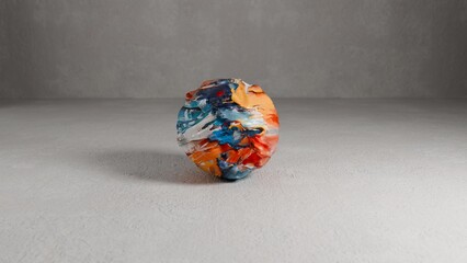 Realistic colorful 3D shape isolated on wall background