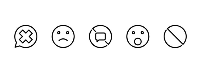 Negative Feedback and Error Notification Icons in Minimalist Style