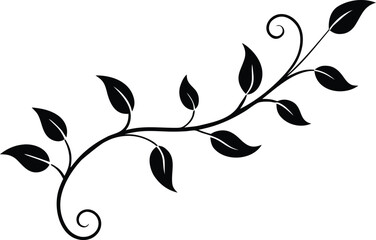 elegant leafy vine silhouette vector illustration