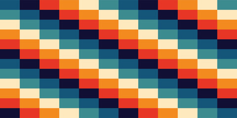 70's year themes color grid repeat pattern, replete image design for fabric pattern or wallpaper
