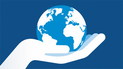Illustration Of A Globe In The Palm Of The Hand Vector Design Template