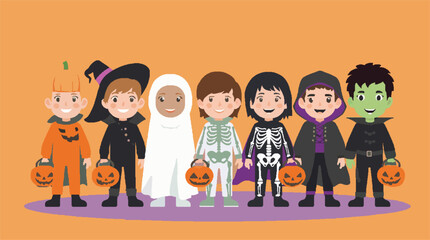 children wearing Halloween costumes