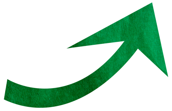 Green paper arrow sign on transparent background PNG