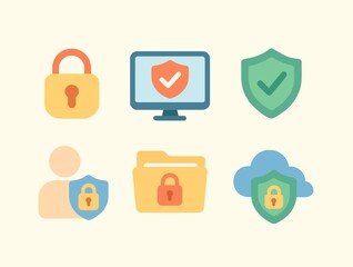 Cyber Security Icon Set Flat Design