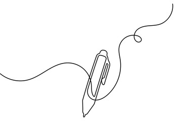 Fototapeta premium Pen vector illustration minimal outline continuous one line drawing isolated simple vector design 