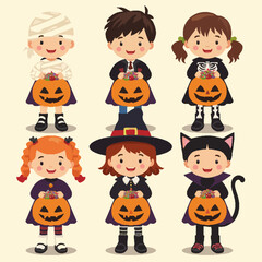 children wearing Halloween costumes