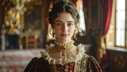 Portrait of a young woman in period dress