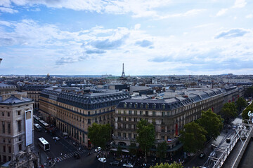 Naklejka premium Romantic Rooftop View of Paris with Eiffel Tower Skyline