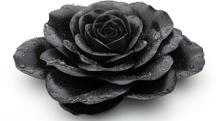 Black rose closeup isolated on white
