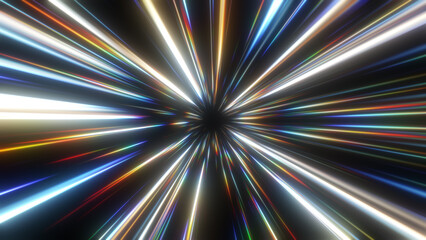 カラフルな光の集中線のエフェクト背景 © KOTI