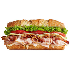  Isolated Sub Sandwich with Bacon and Turkey [Transparent Background PNG].