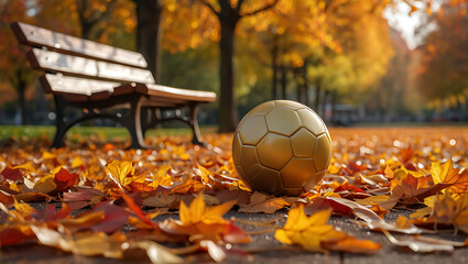 Soccer Ball on Autumn Leaves – Forgotten Game in the Park